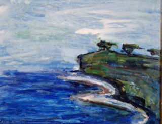 Acryl schilderij op paneel, Maya Wildevuur, Villa Verde Spanje, 1995